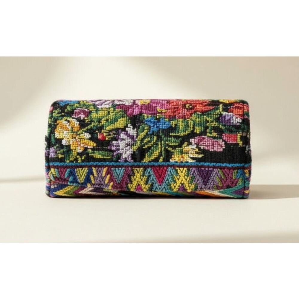 Vintage Huipil Needlepoint Wallet Clutch Boho Artisan Textile Bag